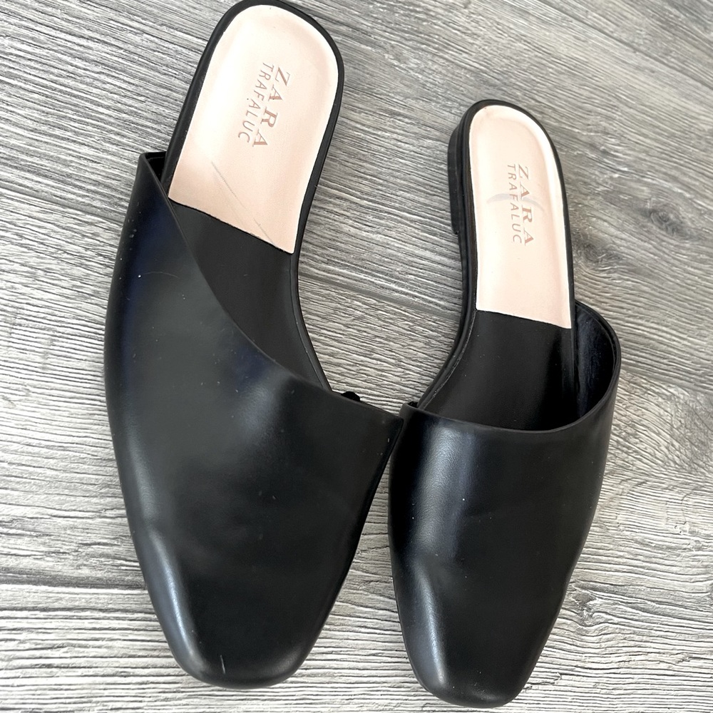 zara trafaluc shoes square toe mule size 8